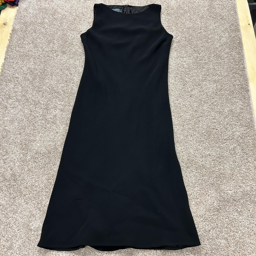 Lauren Ralph Lauren Dress Womens 6 Black Sleeveless Sheath Knee Length Lined